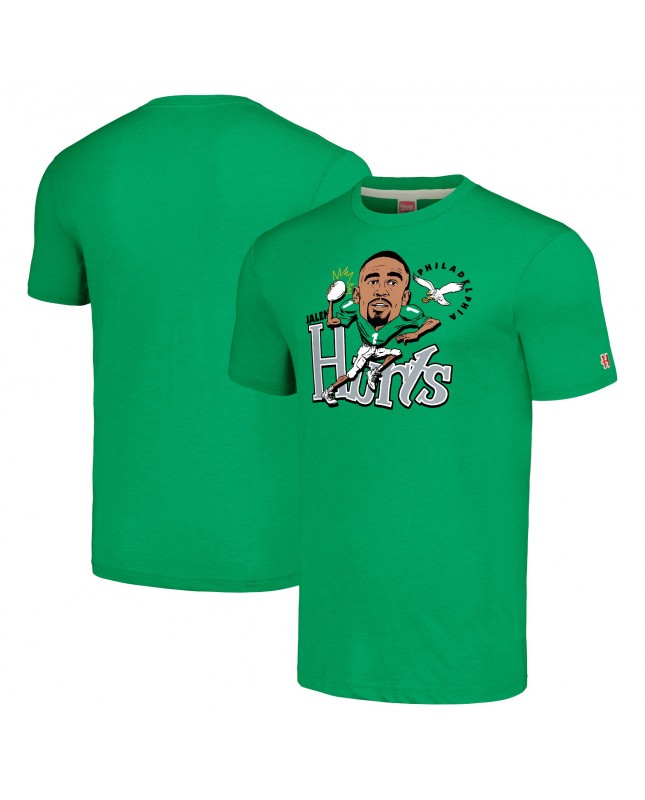 Jalen Hurts Philadelphia Eagles Homage Unisex-Karikatur-Spieler-Tri-Blend-T-Shirt – Kelly Green