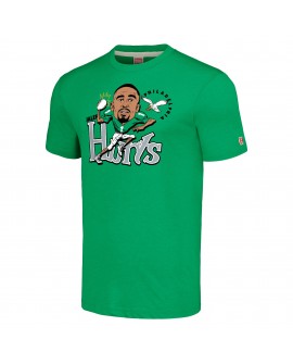 Jalen Hurts Philadelphia Eagles Homage Unisex-Karikatur-Spieler-Tri-Blend-T-Shirt – Kelly Green