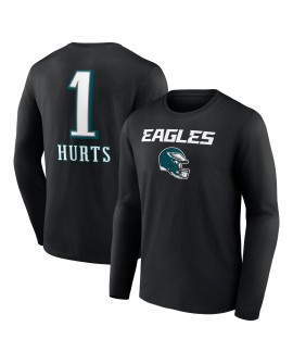 Jalen Hurts Philadelphia Eagles Team Wordmark Langarm-T-Shirt – Schwarz