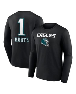 Jalen Hurts Philadelphia Eagles Team Wordmark Langarm-T-Shirt – Schwarz
