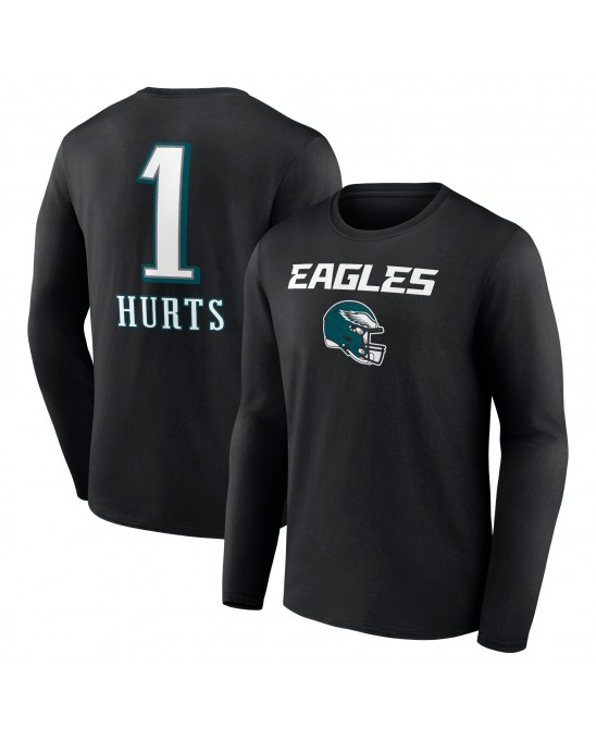 Jalen Hurts Philadelphia Eagles Team Wordmark Langarm-T-Shirt – Schwarz