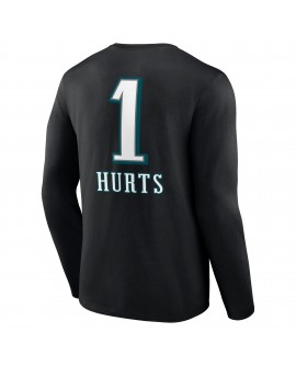 Jalen Hurts Philadelphia Eagles Team Wordmark Langarm-T-Shirt – Schwarz