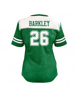 Saquon Barkley Philadelphia Eagles Damen-T-Shirt mit Bling-V-Ausschnitt in Übergröße – Weiß