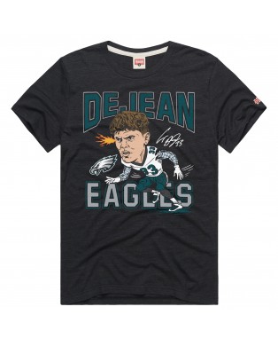 Cooper DeJean Philadelphia Eagles Homage Unisex-Karikatur-Spieler-Grafik-Tri-Blend-T-Shirt – Anthrazit