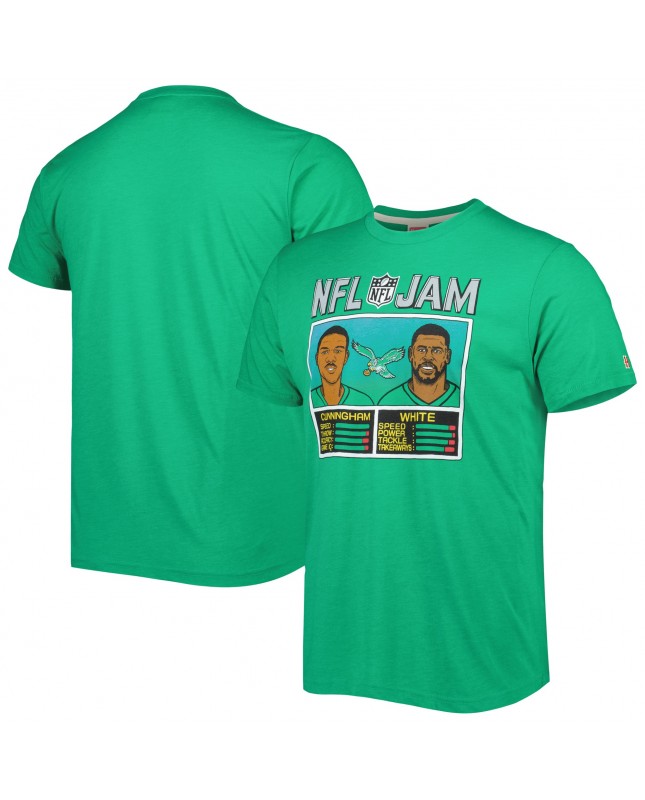 Randall Cunningham & Reggie White Philadelphia Eagles Homage Unisex NFL Jam Retired Tri-Blend T-Shirt – Heather Kelly Green