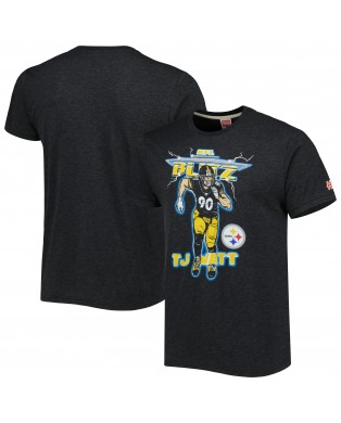 T.J. Watt Pittsburgh Steelers Homage Unisex NFL Blitz Spieler Tri-Blend T-Shirt – Heathered Heather Charcoal