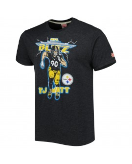 T.J. Watt Pittsburgh Steelers Homage Unisex NFL Blitz Spieler Tri-Blend T-Shirt – Heathered Heather Charcoal