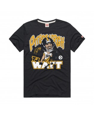 T.J. Watt Pittsburgh Steelers Homage Unisex-Karikatur-Spieler-Grafik-Tri-Blend-T-Shirt – Anthrazit