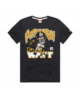 T.J. Watt Pittsburgh Steelers Homage Unisex-Karikatur-Spieler-Grafik-Tri-Blend-T-Shirt – Anthrazit