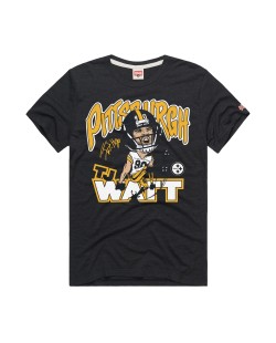 T.J. Watt Pittsburgh Steelers Homage Unisex-Karikatur-Spieler-Grafik-Tri-Blend-T-Shirt – Anthrazit