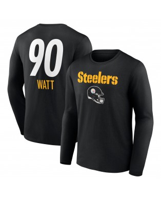 T.J. Watt Pittsburgh Steelers Team Wordmark Langarm-T-Shirt – Schwarz