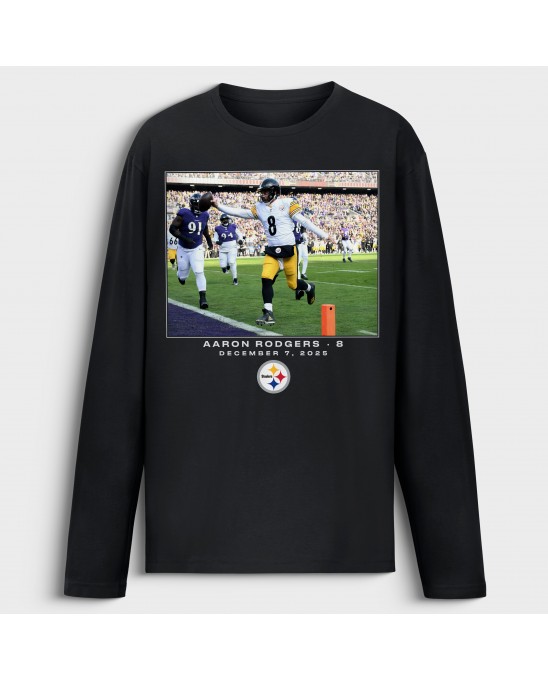 Aaron Rodgers Pittsburgh Steelers NFL Flash Features Week 14 Langarm-T-Shirt – Schwarz