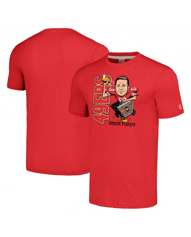 Brock Purdy San Francisco 49ers Homage Unisex-Karikatur-Spieler-Tri-Blend-T-Shirt – Scharlachrot