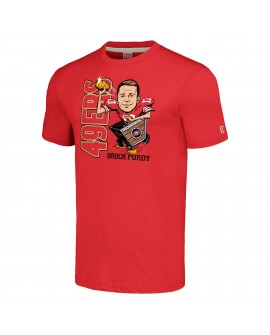 Brock Purdy San Francisco 49ers Homage Unisex-Karikatur-Spieler-Tri-Blend-T-Shirt – Scharlachrot