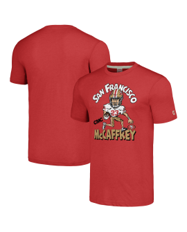 Christian McCaffrey San Francisco 49ers Homage Unisex-Karikatur-Spieler-Tri-Blend-T-Shirt – Scharlachrot