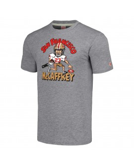 Christian McCaffrey San Francisco 49ers Homage Unisex-Karikatur-Spieler-Tri-Blend-T-Shirt – Grau