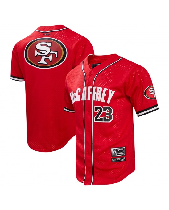 Christian McCaffrey San Francisco 49ers Pro Standard Mesh Button-Up Baseball-Trikot – Scharlachrot
