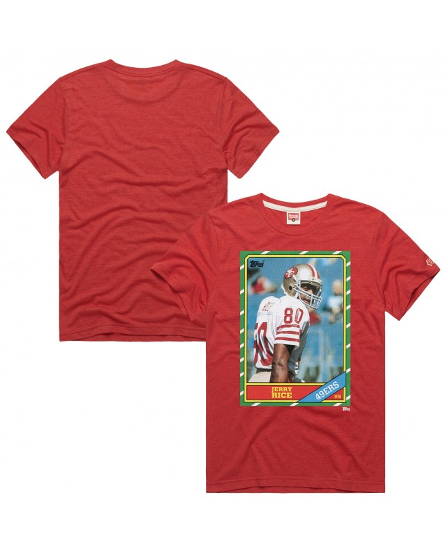Jerry Rice San Francisco 49ers Homage Unisex NFL Topps Trading Card Tri-Blend T-Shirt – Scharlachrot