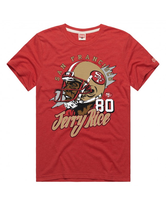 Jerry Rice San Francisco 49ers Homage Unisex Retired Spieler Classic Cartoon T-Shirt – Scharlachrot