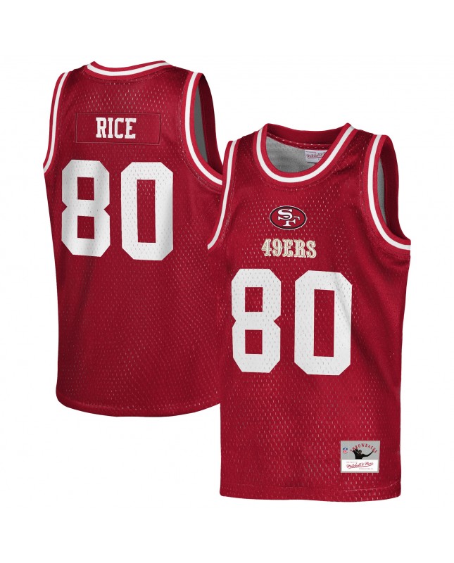 Jerry Rice San Francisco 49ers Mitchell & Ness Jugendspieler im Ruhestand NFL Basketball-Modetrikot – Scharlachrot