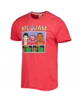 Jerry Rice & Steve Young San Francisco 49ers Homage Unisex NFL Jam Retired Tri-Blend T-Shirt – Scharlachrot