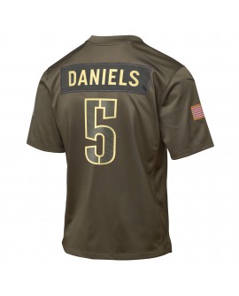 Jayden Daniels Washington Commanders Nike Jugend 2025 Salute to Service Spieler Trikot – Olivgrün