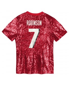 Bijan Robinson Atlanta Falcons Mädchen-Jugend-Pailletten-Modetrikot mit V-Ausschnitt – Rot