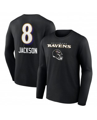 Lamar Jackson Baltimore Ravens Team Wordmark Langarm-T-Shirt – Schwarz