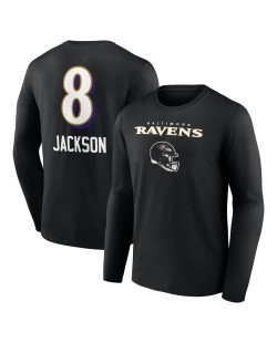 Lamar Jackson Baltimore Ravens Team Wordmark Langarm-T-Shirt – Schwarz