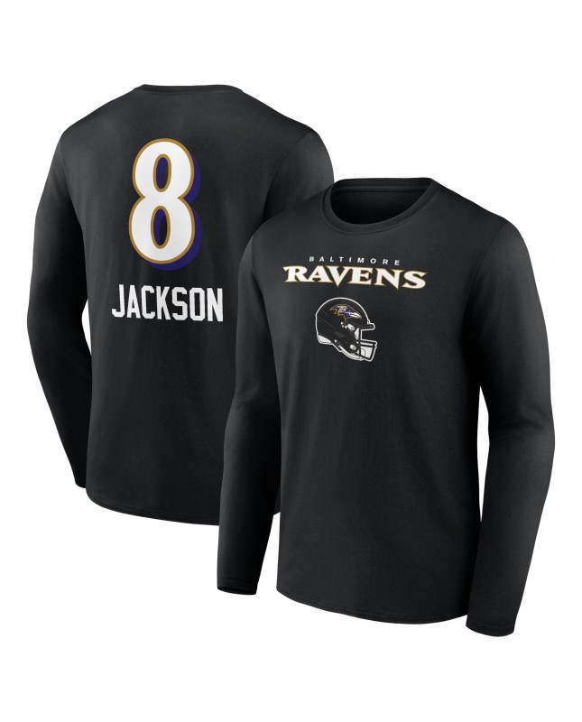 Lamar Jackson Baltimore Ravens Team Wordmark Langarm-T-Shirt – Schwarz