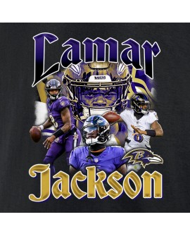 Lamar Jackson Baltimore Ravens Notorious Spieler Grafik-T-Shirt – Schwarz