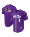 Lamar Jackson Baltimore Ravens Pro Standard Mesh Button-Up Baseball-Trikot – Lila