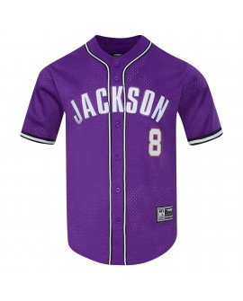 Lamar Jackson Baltimore Ravens Pro Standard Mesh Button-Up Baseball-Trikot – Lila