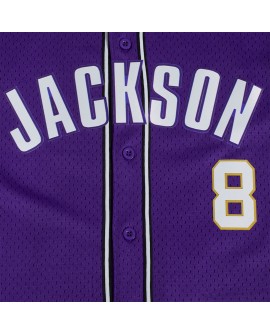 Lamar Jackson Baltimore Ravens Pro Standard Mesh Button-Up Baseball-Trikot – Lila