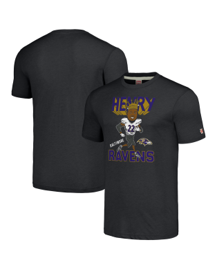 Derrick Henry Baltimore Ravens Homage Unisex Cartoon Spieler Tri-Blend T-Shirt – Anthrazit