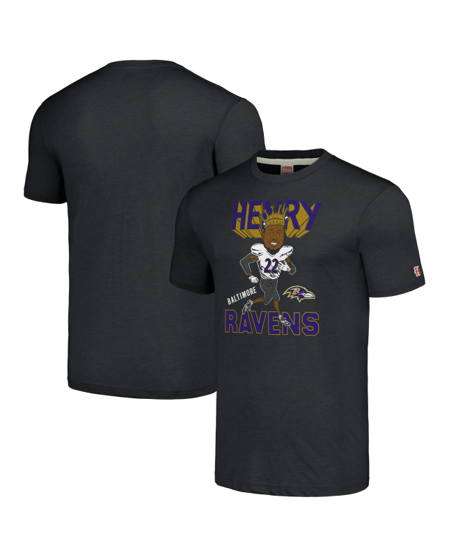 Derrick Henry Baltimore Ravens Homage Unisex Cartoon Spieler Tri-Blend T-Shirt – Anthrazit