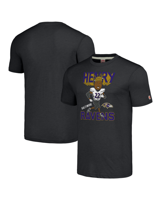Derrick Henry Baltimore Ravens Homage Unisex Cartoon Spieler Tri-Blend T-Shirt – Anthrazit