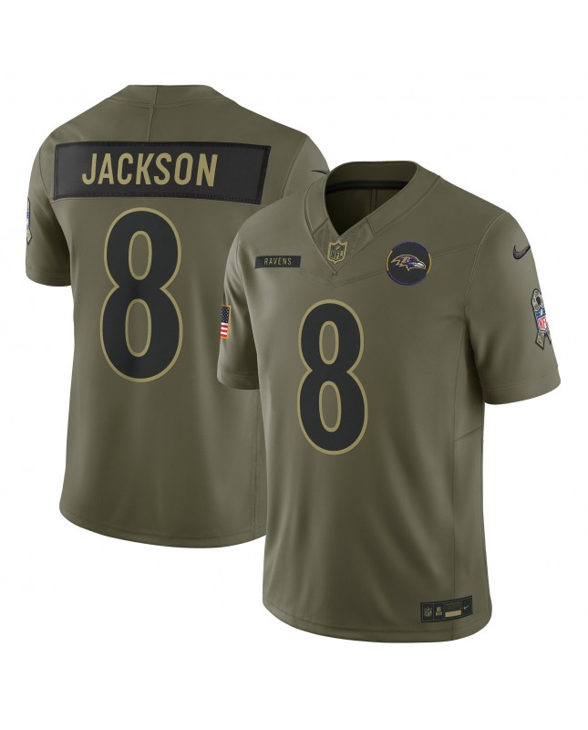 Lamar Jackson Baltimore Ravens Nike 2025 Salute to Service Limited Trikot – Olivgrün