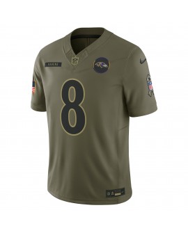 Lamar Jackson Baltimore Ravens Nike 2025 Salute to Service Limited Trikot – Olivgrün