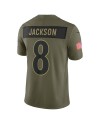 Lamar Jackson Baltimore Ravens Nike 2025 Salute to Service Limited Trikot – Olivgrün