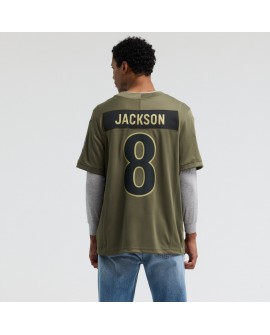 Lamar Jackson Baltimore Ravens Nike 2025 Salute to Service Limited Trikot – Olivgrün
