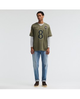 Lamar Jackson Baltimore Ravens Nike 2025 Salute to Service Limited Trikot – Olivgrün