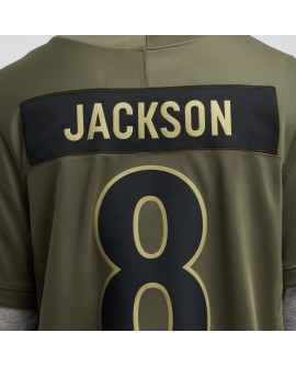Lamar Jackson Baltimore Ravens Nike 2025 Salute to Service Limited Trikot – Olivgrün