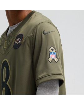 Lamar Jackson Baltimore Ravens Nike 2025 Salute to Service Limited Trikot – Olivgrün