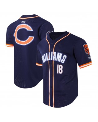 Caleb Williams Chicago Bears Pro Standard Mesh-Baseballtrikot mit Knöpfen – Marineblau