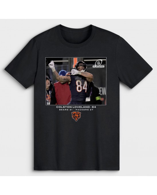 Colston Loveland Chicago Bears NFL Flash Features Wild Card T-Shirt – Schwarz