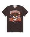 Shedeur Sanders Cleveland Browns Hommage Unisex-Tri-Blend-T-Shirt mit Karikaturspielergrafik – Braun