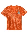 Myles Garrett Cleveland Browns Mädchen-Jugend-Pailletten-Modetrikot mit V-Ausschnitt – Orange