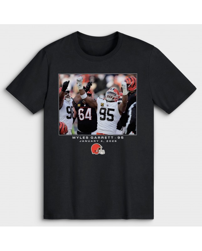Myles Garrett Cleveland Browns NFL Flash Features Week 18 Big & Tall T-Shirt – Schwarz
