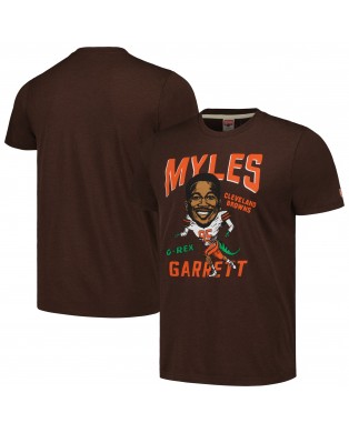 Myles Garrett Cleveland Browns Homage Unisex-Caricature-Spieler-Tri-Blend-T-Shirt – Heathered Brown